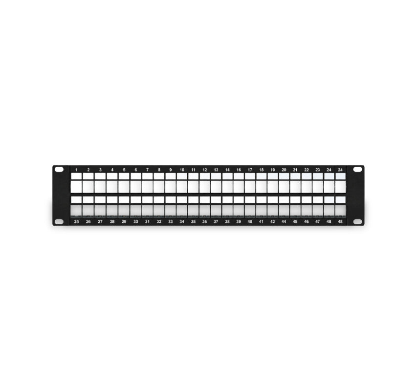 Vertical Cable (48 Port Patch Panel 2U) Blank Patch Panel 2U, 48 Port, with Cable Manager, Black