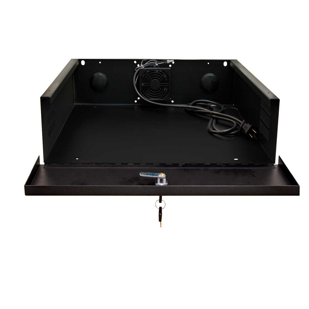 Vertical Cable (Lockbox) DVR/NVR Security, w/ AC Fan, Black, Small / Medium / Large