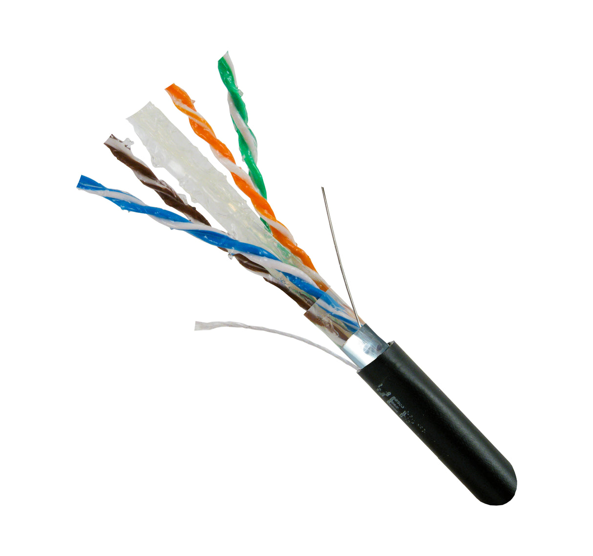 Vertical Cable (CAT6 Shielded/Direct Burial) 23 AWG, Solid Bare Copper, Shielded, Wooden Spool, 1000ft, Black