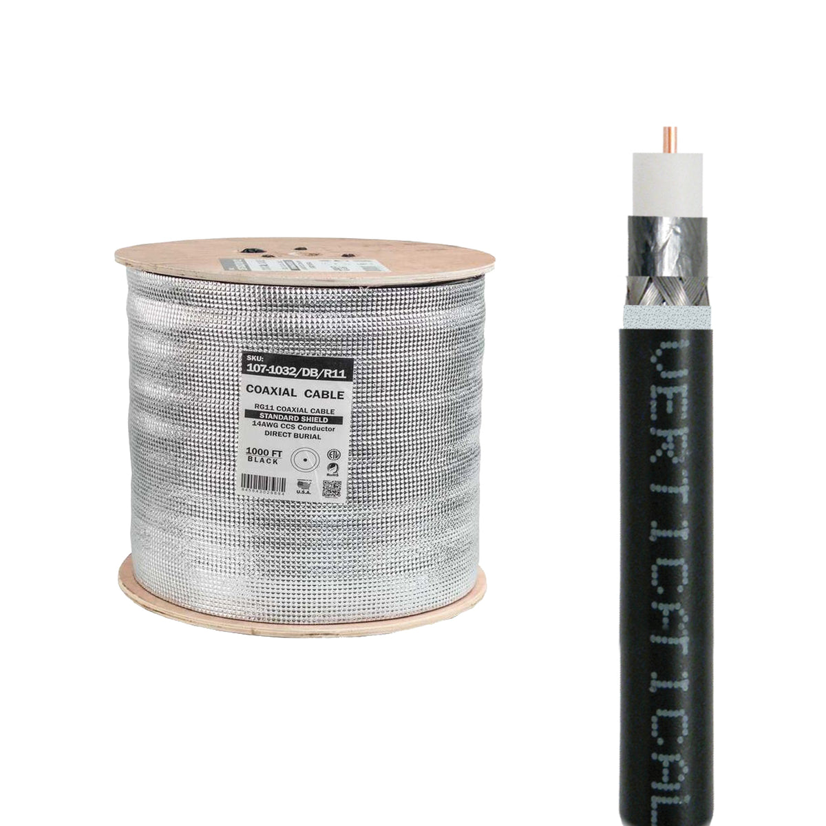 PHAT SATELLITE - Enhanced Tri-Shield Direct Burial RG11 Flooded Coaxial Cable
