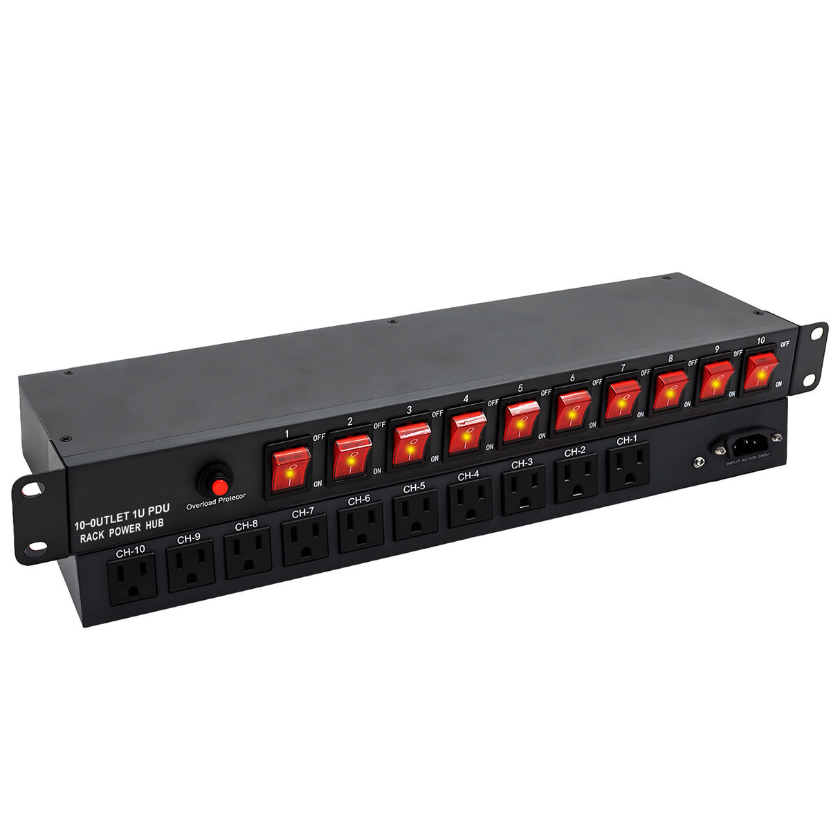 Acegear CT-PDU10-ON, Rackmount Power Distributor Center 10 socket with 10 separate Switch, - New Arrival
