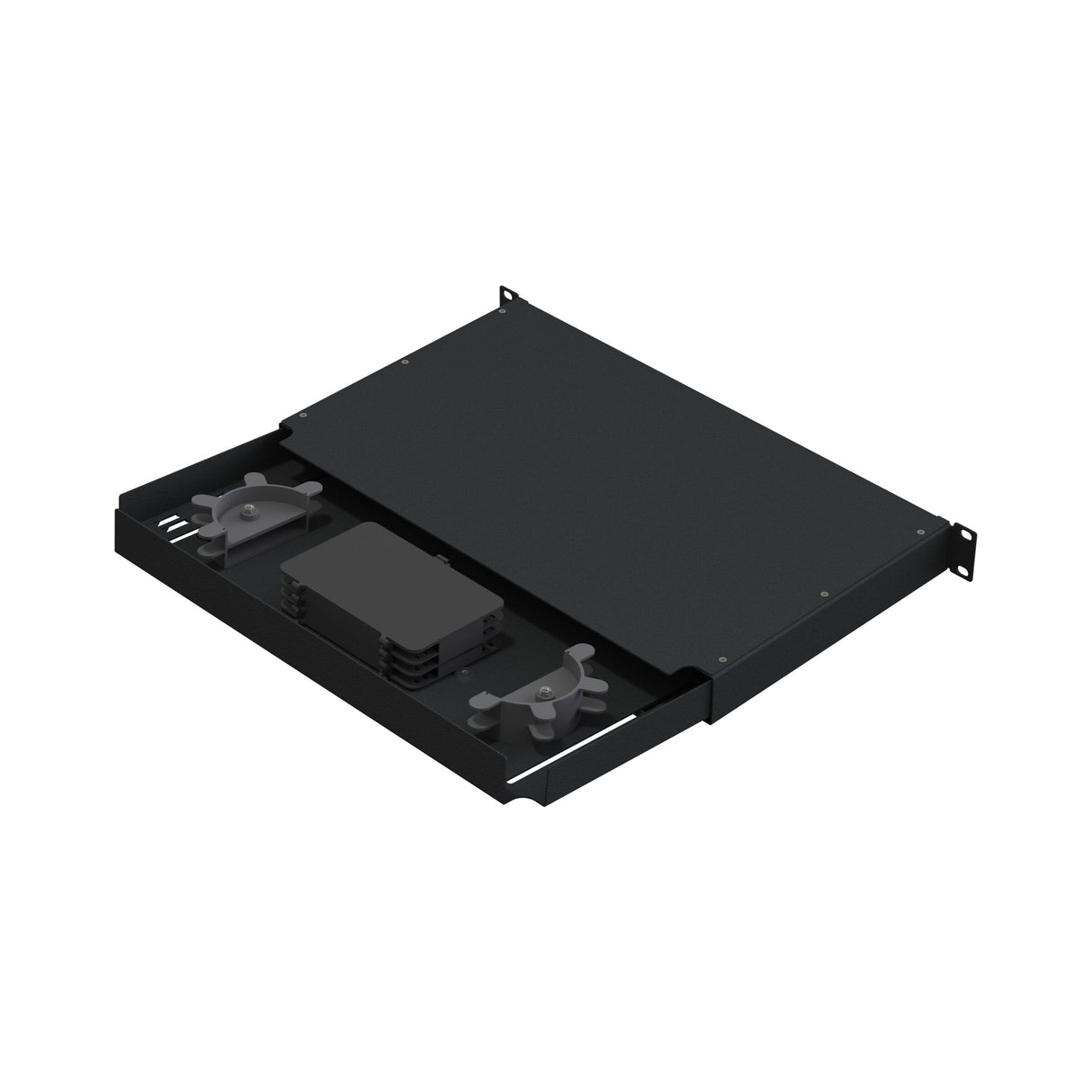 Vertical Cable Optical Fiber Rack-Mount Enclosure, Budget-Series, LGX, Three-Position, 1 RMU.