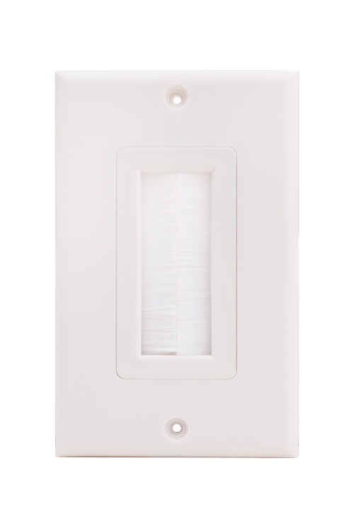 Vertical Cable (Single Gang Brush Plate ) Brush Wall Plate, 1 Gang Decora Style, White