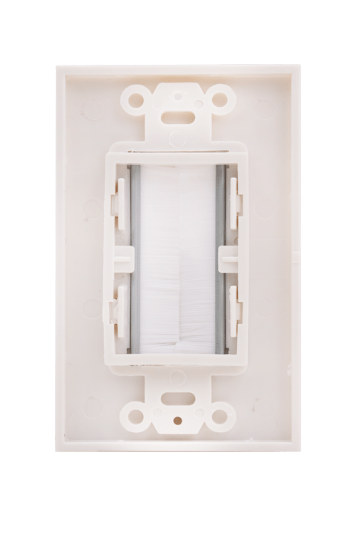 Vertical Cable (Single Gang Brush Plate ) Brush Wall Plate, 1 Gang Decora Style, White