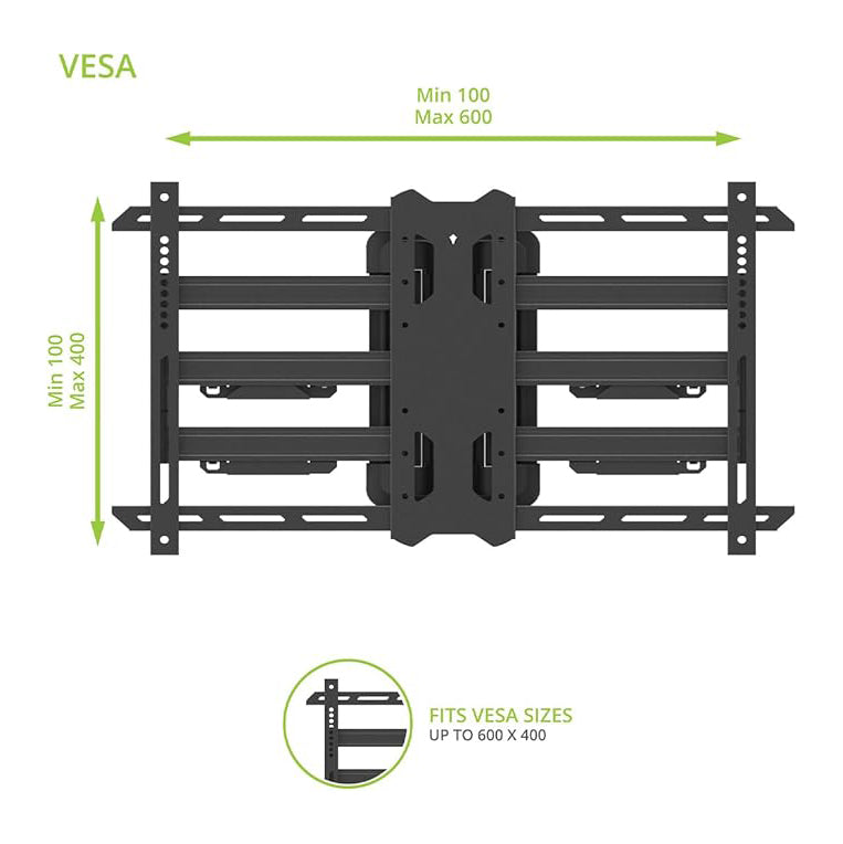 Kanto PDC650, Full Motion Corner TV Mount for 37" - 70" TVs, Compatible with Inner and Outer Corners