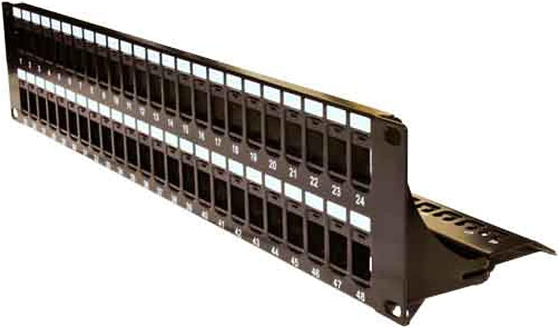 Vertical Cable (48 Port Patch Panel 2U) Blank Patch Panel 2U, 48 Port, with Cable Manager, Black