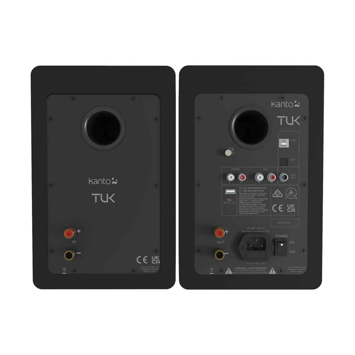 Kanto TUK, 260W Powered Bookshelf Speakers with Headphone Out, USB DAC, Dedicated Phono Pre-amp and Bluetooth, Pair