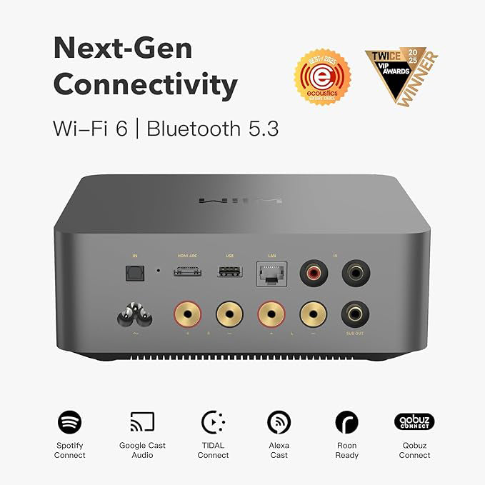 WIIM Amp Ultra Music Streamer & Amplifier, 3.5 Touchscreen, Space Gray