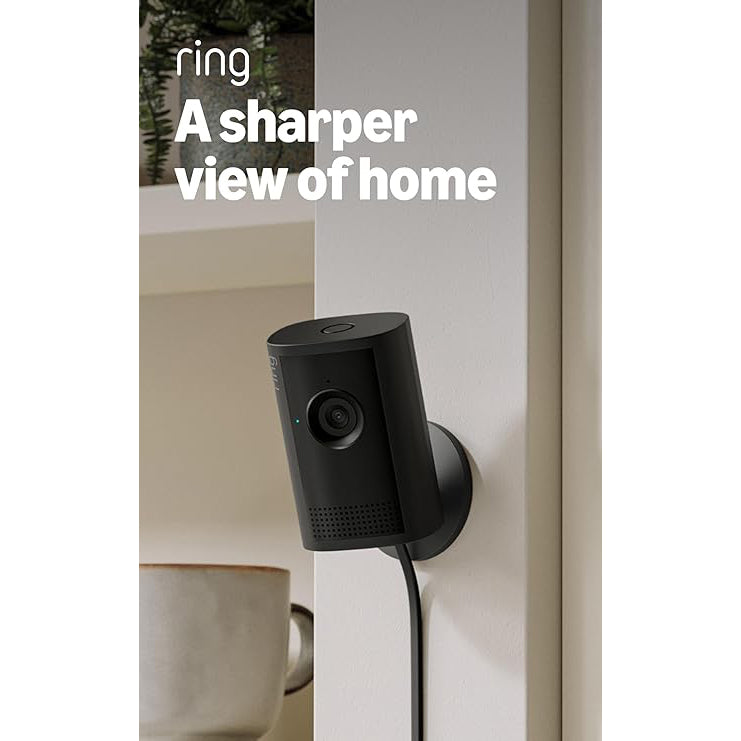 Ring Indoor Cam Plus 2k, 4x Enhanced Zoom, Low-Light Sight, (White / Black)