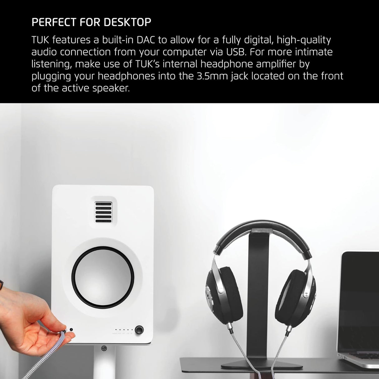 Kanto TUK, 260W Powered Bookshelf Speakers with Headphone Out, USB DAC, Dedicated Phono Pre-amp and Bluetooth, Pair
