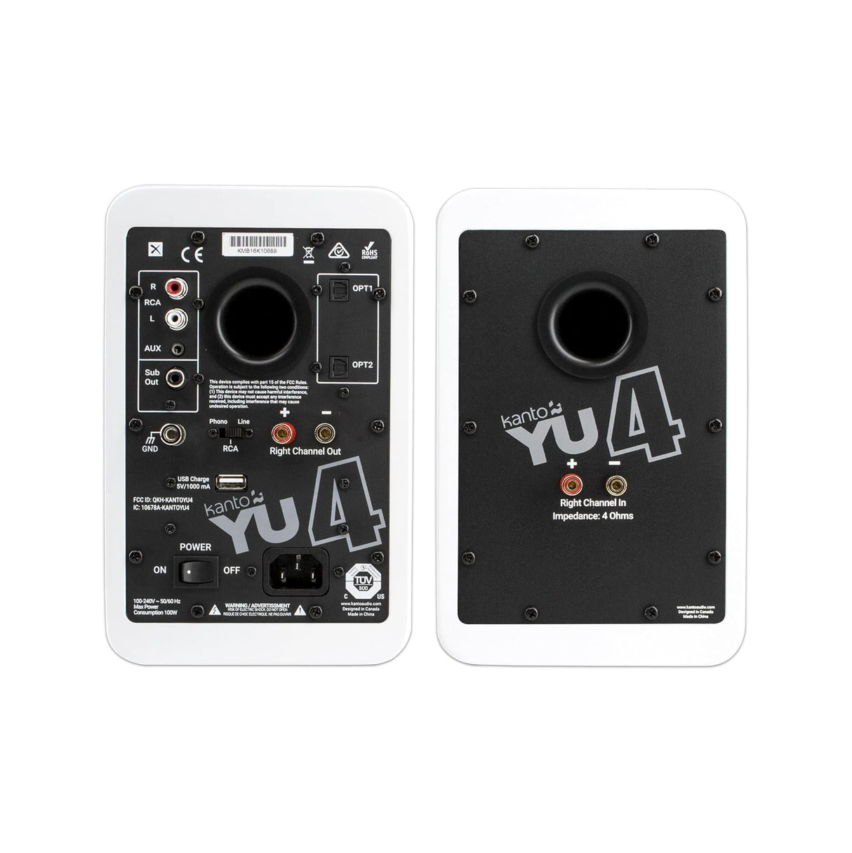 Kanto YU4, 140W Powered Bookshelf Speakers with Bluetooth and Phono Preamp, Pair