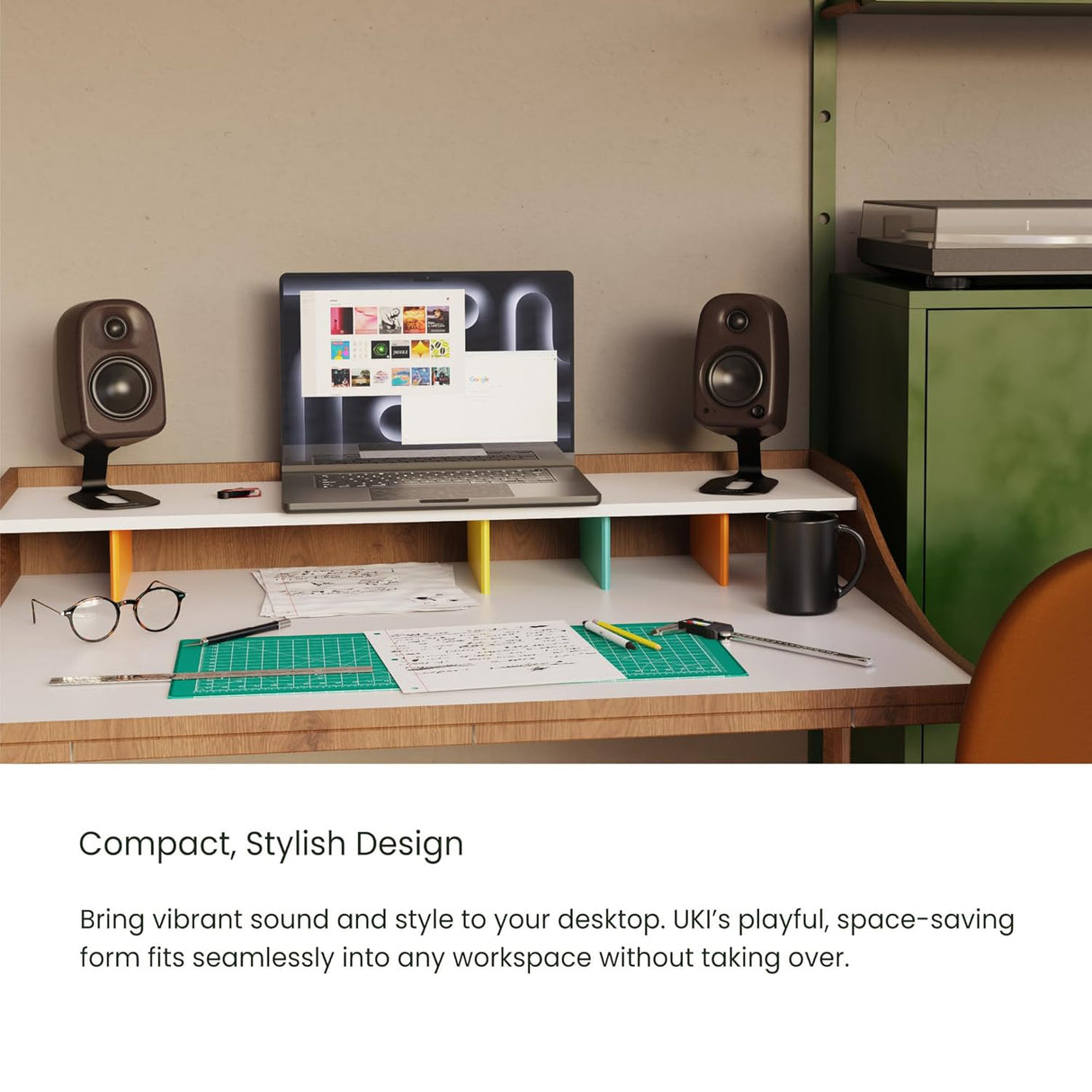 Kanto UKI, 100W Desktop Speakers with Bluetooth, USB-C, Headphone out, Pair