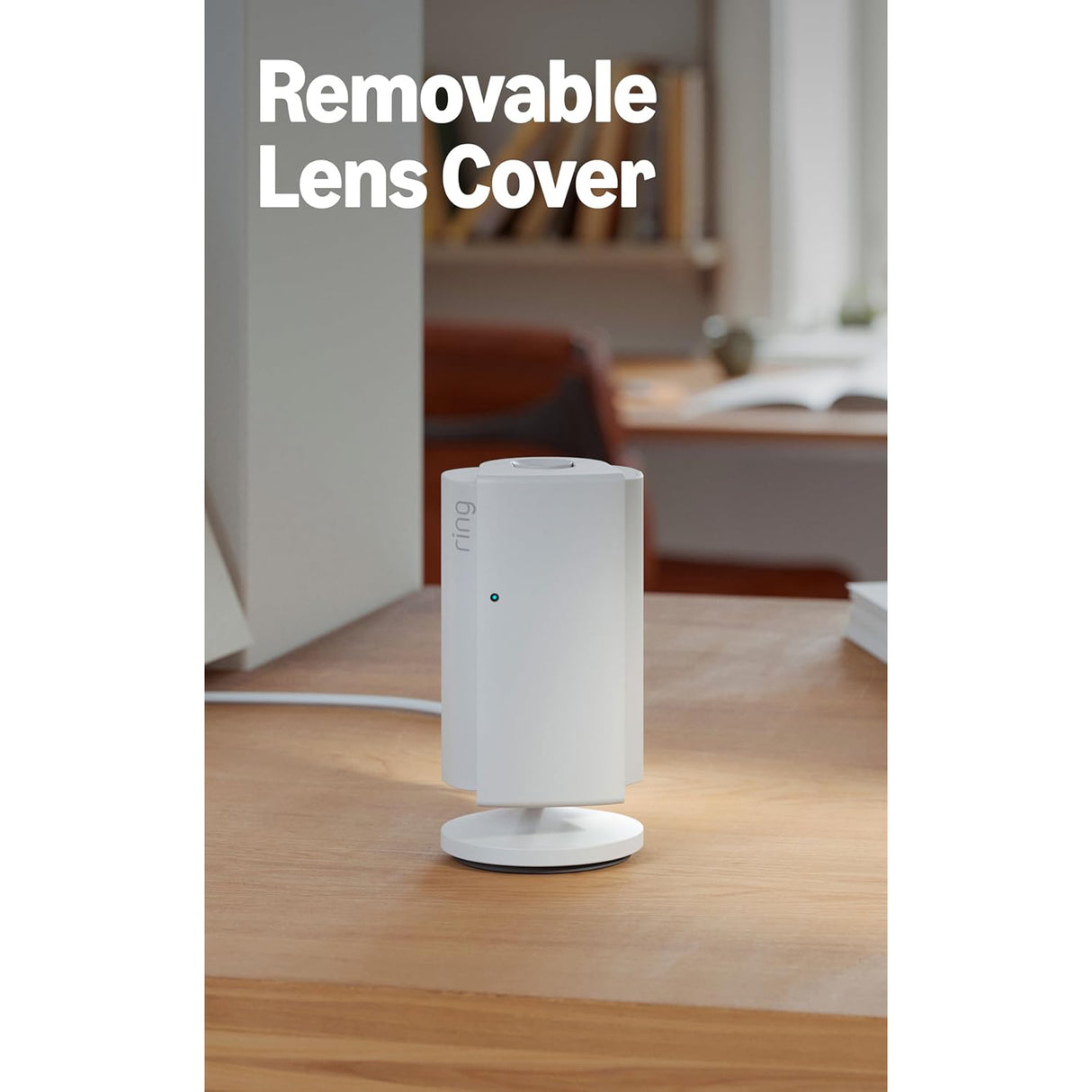 Ring Indoor Cam Plus 2k, 4x Enhanced Zoom, Low-Light Sight, (White / Black)