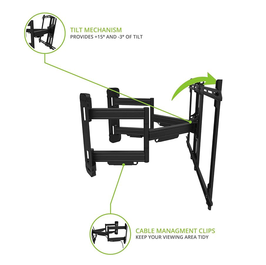 Kanto PDC650, Full Motion Corner TV Mount for 37" - 70" TVs, Compatible with Inner and Outer Corners