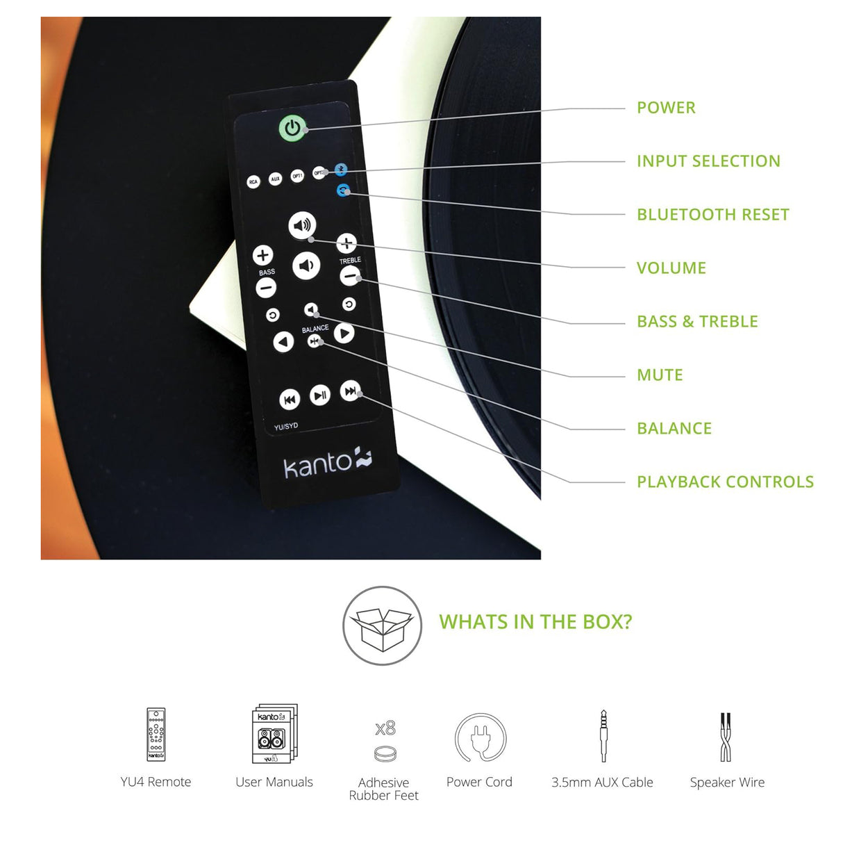 Kanto YU4, 140W Powered Bookshelf Speakers with Bluetooth and Phono Preamp, Pair