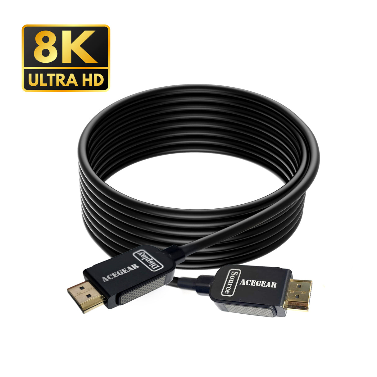 Acegear HDMI over Fiber Optic 2.1 Version. 8K @60Hz 4:4:4, e-Arc , HDCP2.2, Full Metal Housing, (Length: 10 m To 50 m)