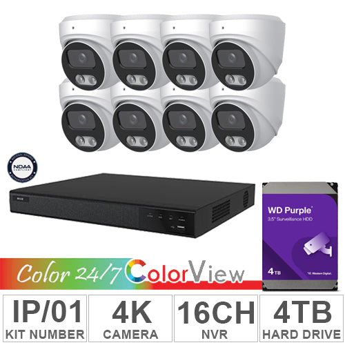 Acegear KIT-IP-01 (8 IP Cameras 8MP + 1-WD/4-TB + 1-NVR/ 16-CH ( 8PoE)
