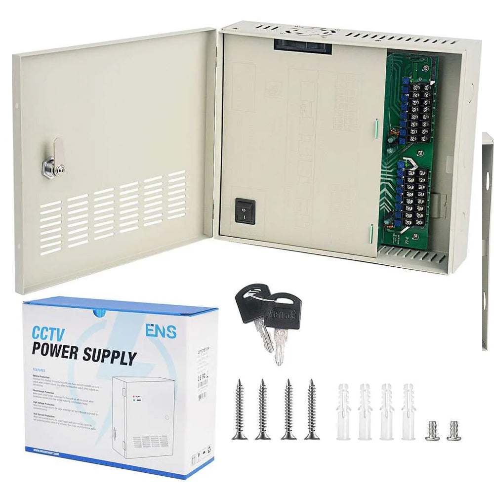 Acegear PBCP121632A-4K, CCTV Power Supply Box 16 Cameras (2 Amp/Channel) 12v 32A