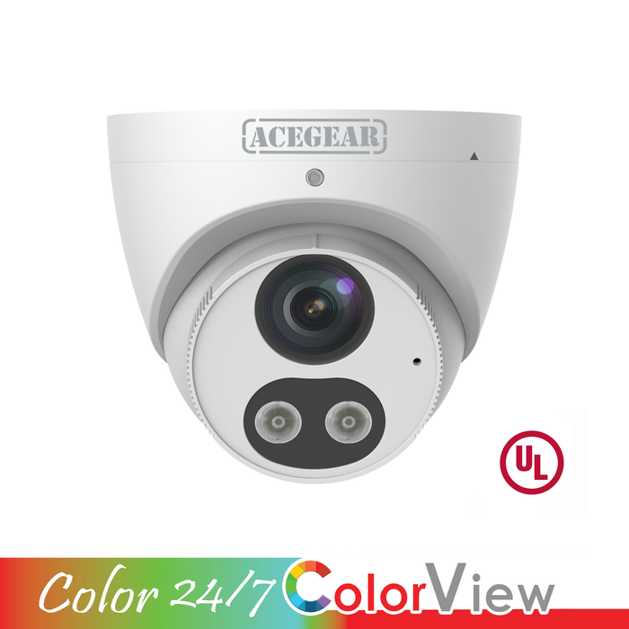 Acegear CI1406AS-CV IP 4MP 2.8mm Fixed Lens, Color View, Microphone & Speaker, Active Deterrence,120dB True WDR, UL Listed.