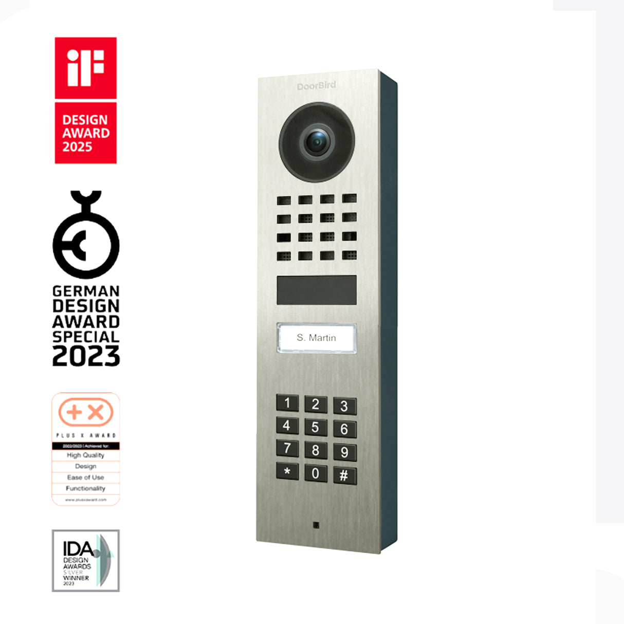 Doorbird D1101KV, Surface Mount, IP Video Door Station, 1 Unit, 1 Call Button,