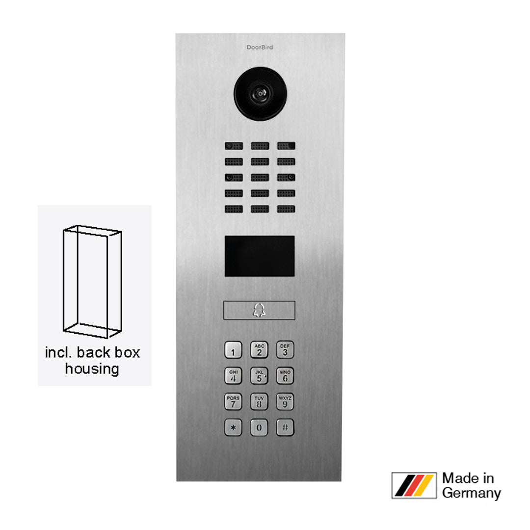 DoorBird D2201KV, Surface Mount , IP Video Intercom, Salt Water Resistant, Stainless Steel, 1 Unit, 1 Call Button, (Includes Surface Mount)