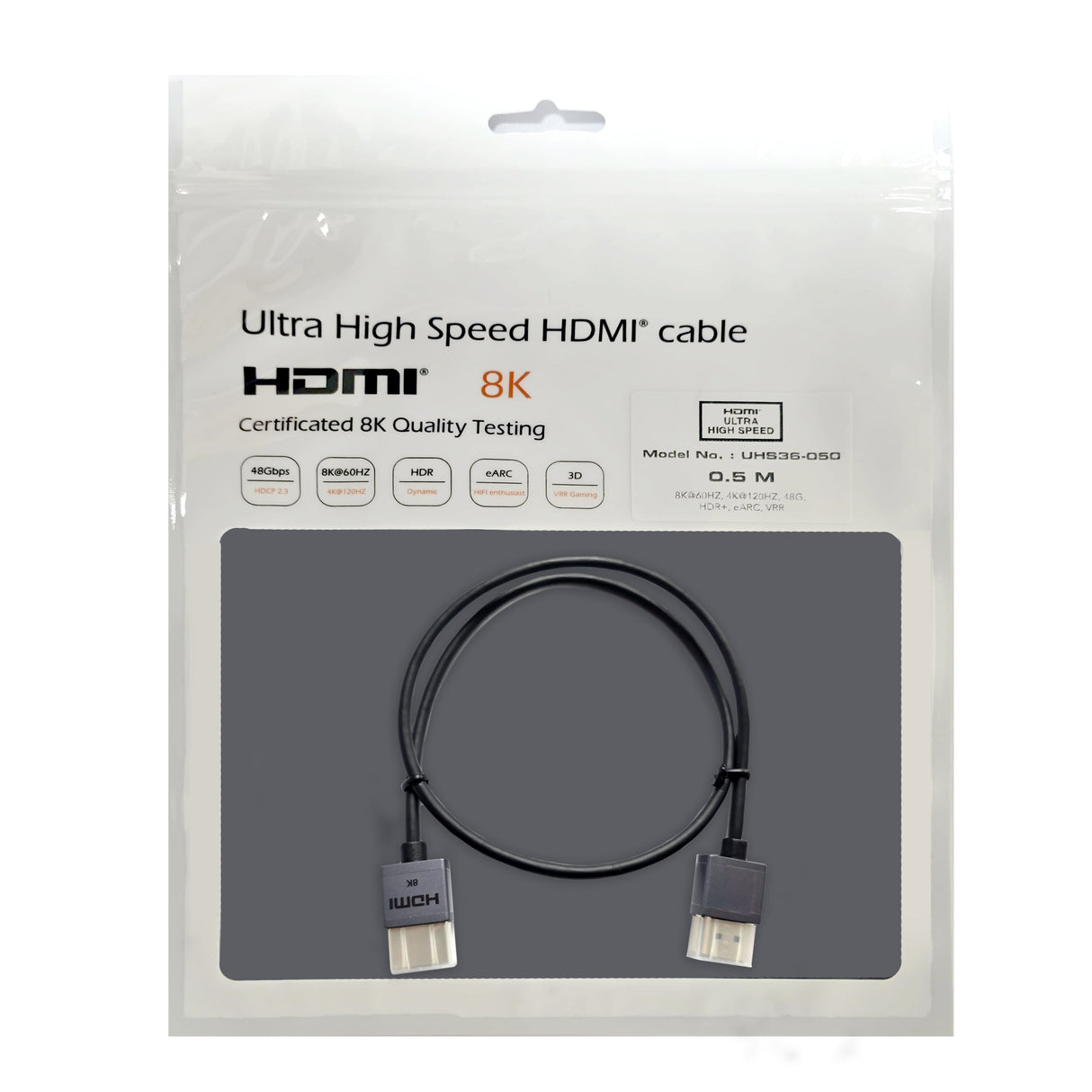 Acegear HDMI 8K Slim HDMI 2.1 with eARC, 0.5M To 2M