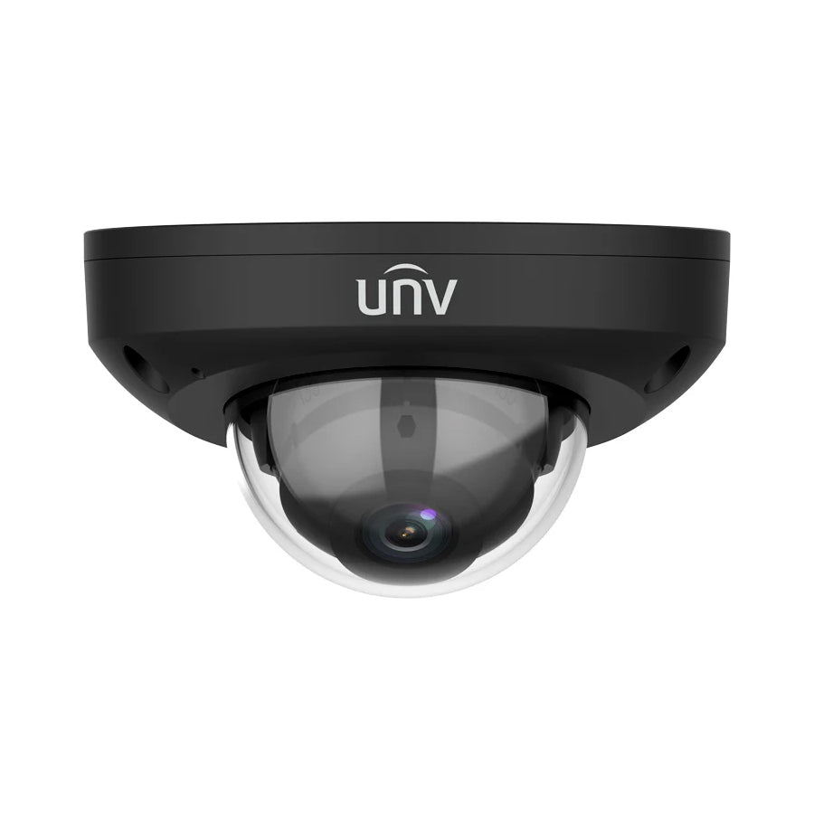 UNV IPC314SB-ADF28K-10-BK, (4MP) Mini Dome, IPC 2.8mm Fixed Lens, LightHunter, Microphone, WDR, Black, UL Listed