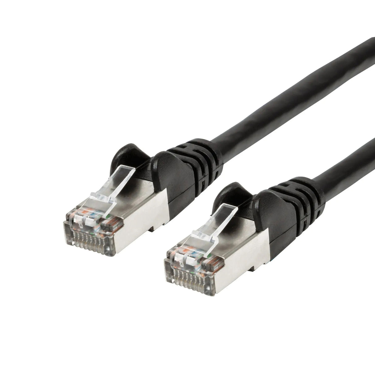 Intellinet CAT6A Patch Cable, Black/Blue, Solid Copper, S/FTP, RJ-45 Male.