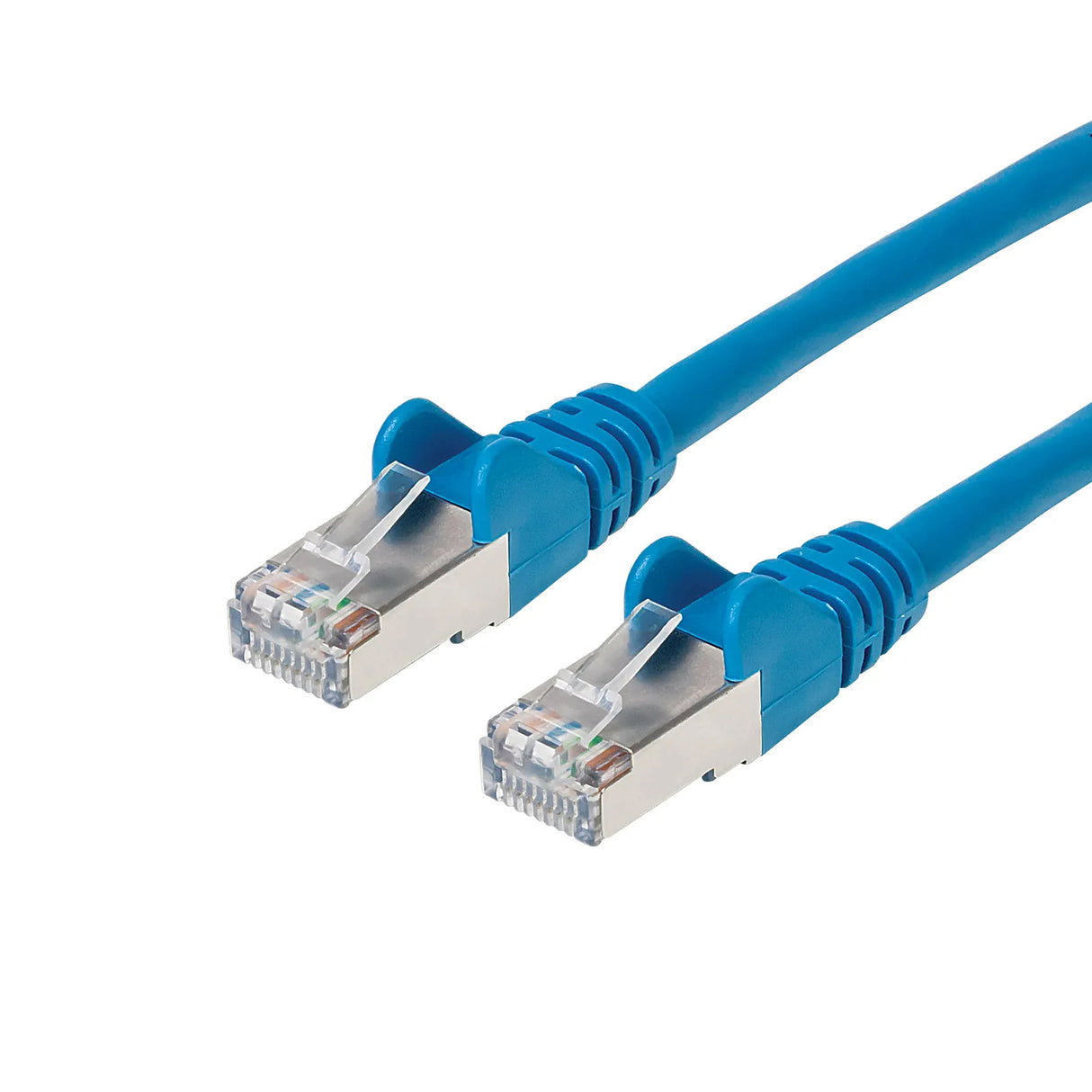 Intellinet CAT6A Patch Cable, Black/Blue, Solid Copper, S/FTP, RJ-45 Male.