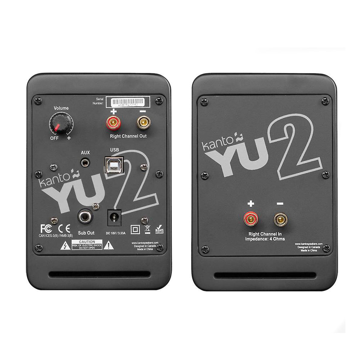 Kanto YU2, 100W Powered Desktop Speakers with AUX and USB Inputs, Pair