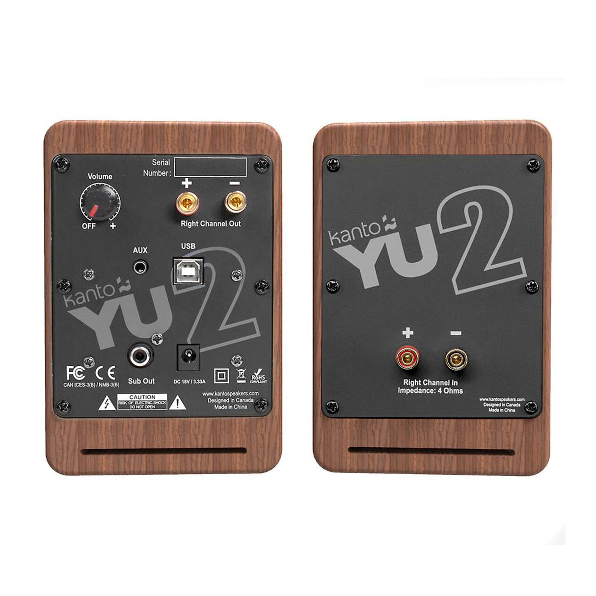 Kanto YU2, 100W Powered Desktop Speakers with AUX and USB Inputs, Pair