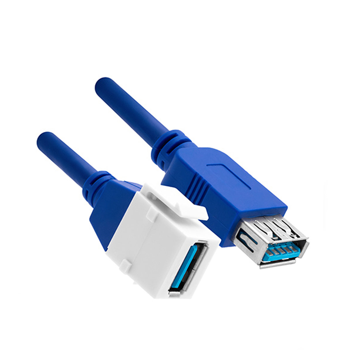 Acegear USB30COUPLERWH8IN USB 3.0 A Female to A Female KeystoneWITH 8" Cable White (Each), Closeout