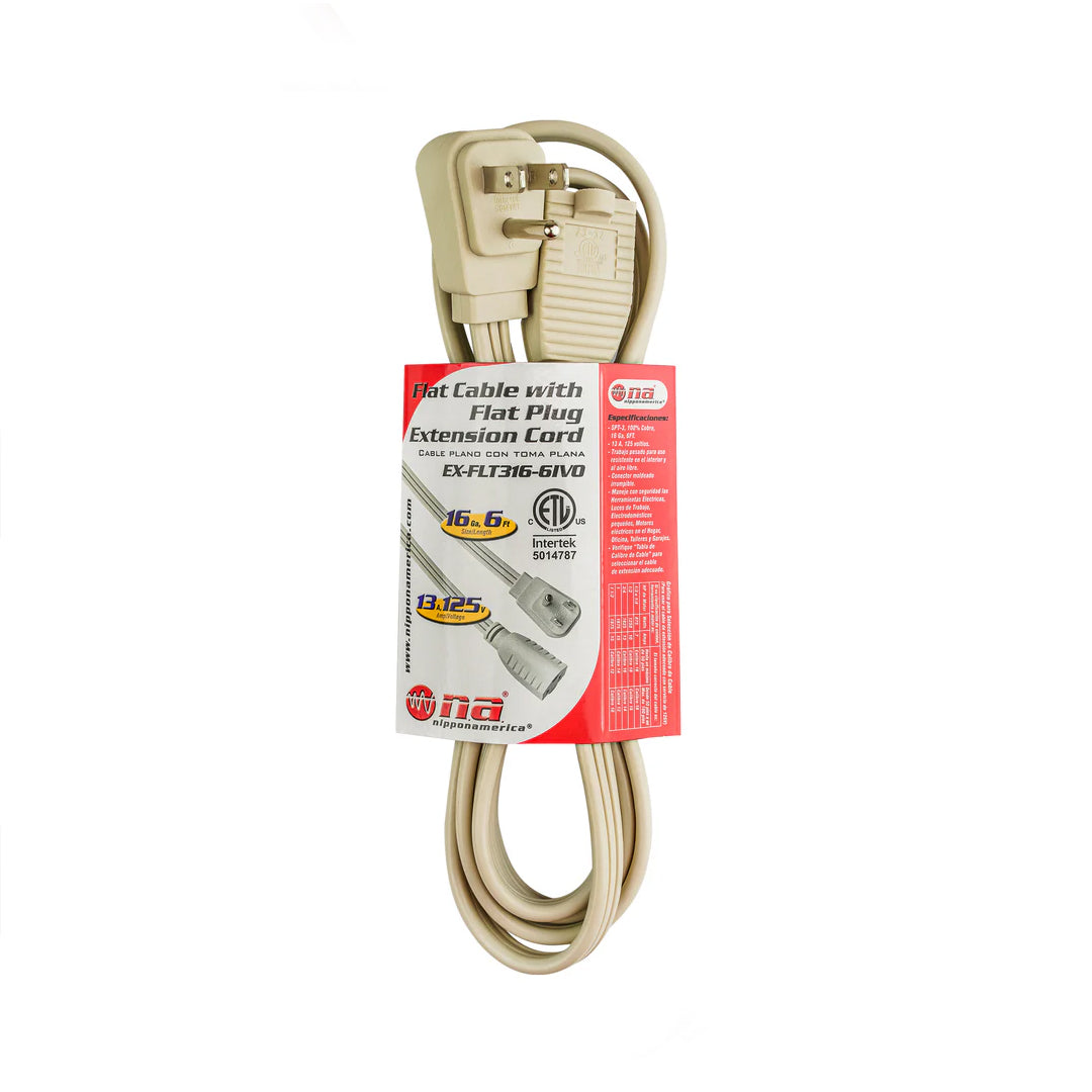 Nipponamerica EX-FLT316-6IVO 6Ft Flat Cable with Flat Extension Cord