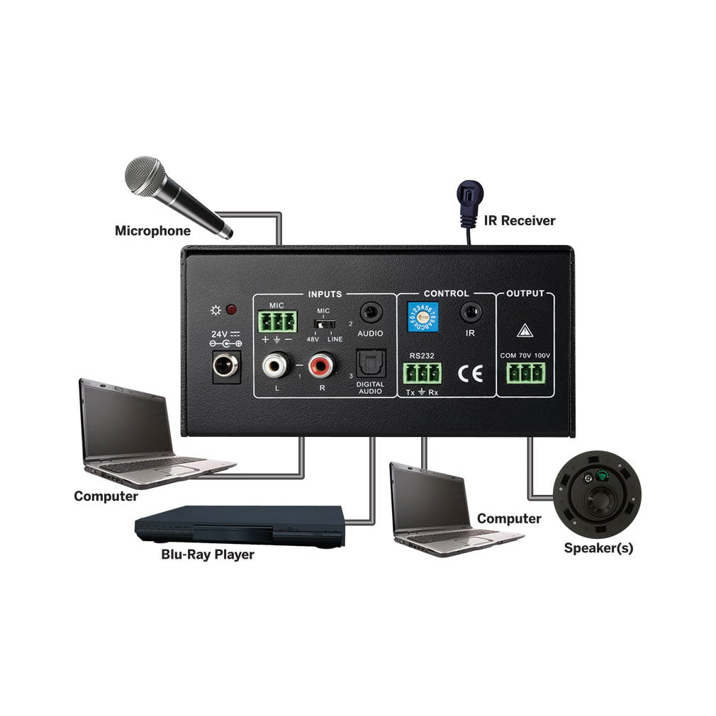 Vanco BAPAKIT-IN,Vanco BAPKIT-OUT, Indoor Bundle Kit 70v 4ch audio system, 100w, 4 in-ceiling 6.5" speakers, 60w, with streamer