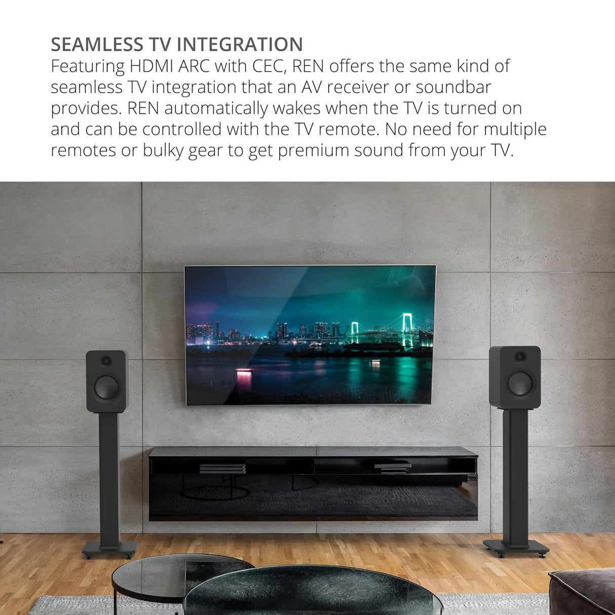 Kanto REN, 200W Powered Bookshelf Speakers with HDMI ARC, USB-C, and Bluetooth 5.3, Pair