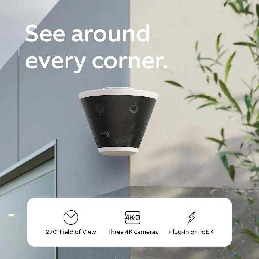 Ring Elite Cam 270° Plug-In and PoE, Retinal 4K Smart Cameras, Indoor / Outdoor