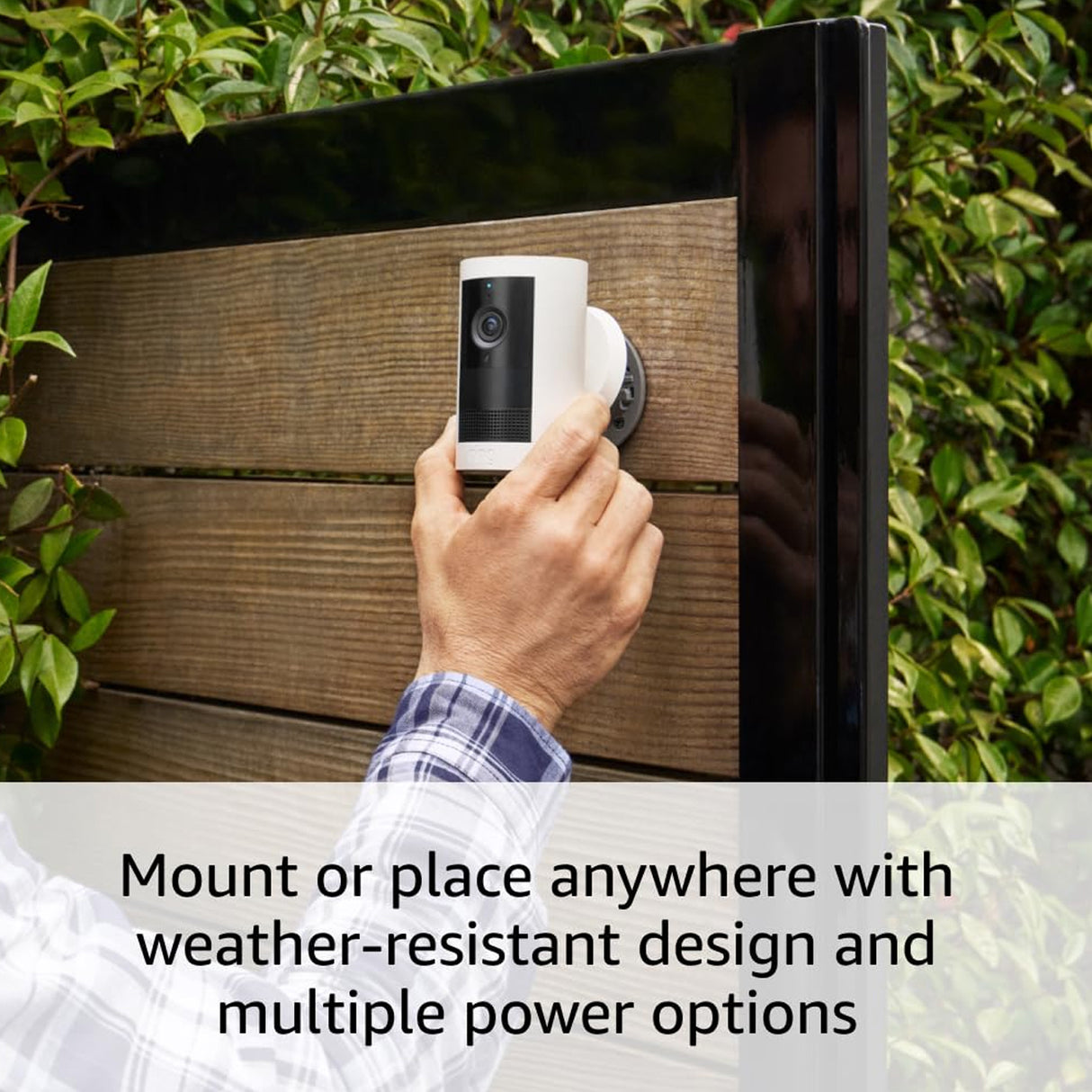 Ring Outdoor Cam Plus Plug In, Indoor / Outdoor, (Black / White)