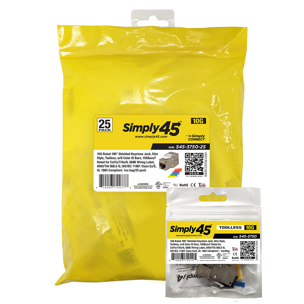 Simply45 (S45-3750-25) CAT6/6A Shielded Keystone Jack-25pcs