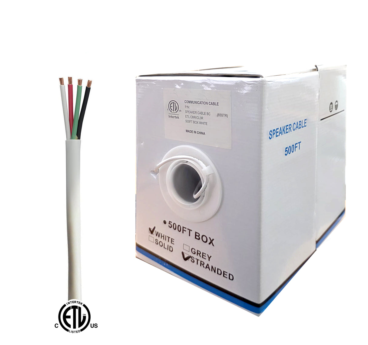 SDI Cable (16-4) 16AWG 4 Conductor Bare Copper, 500ft, White