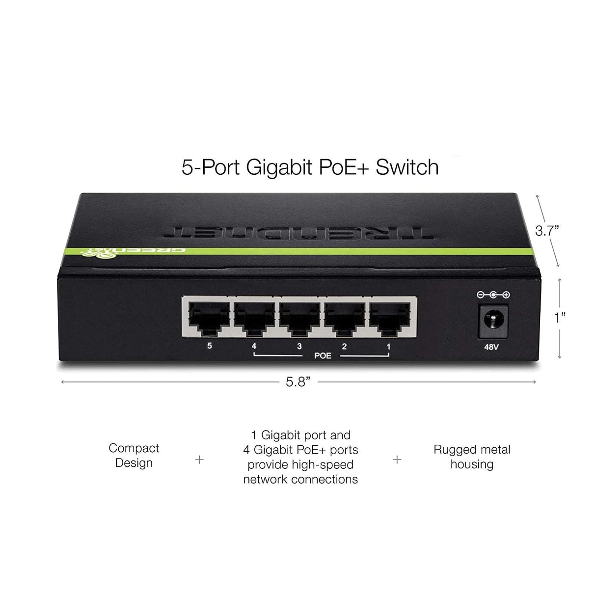TRENDnet TPE-TG50g 5-port Gigabit PoE+ Switch
