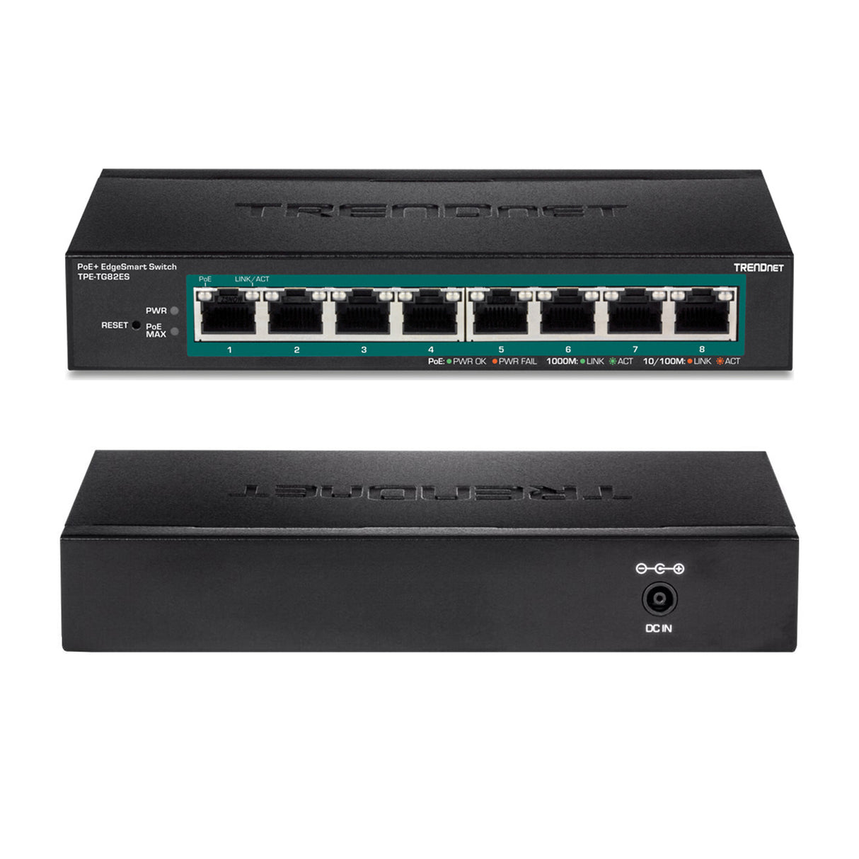 TRENDnet TPE-TG82ES 8-Port Gigabit EdgeSmart PoE+ Switch (61W)
