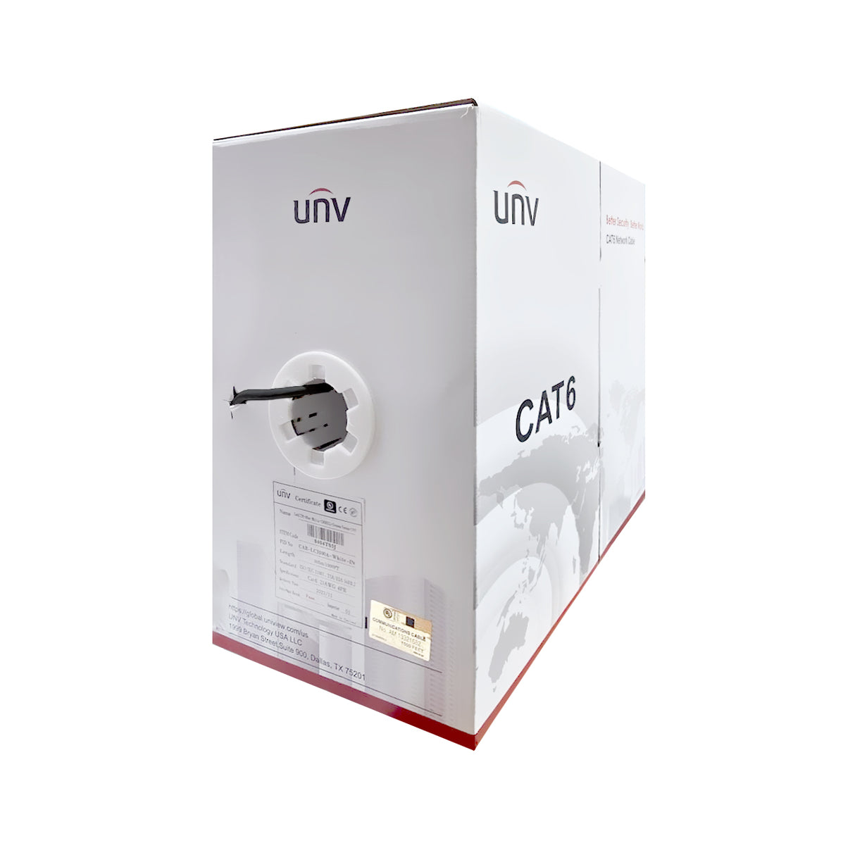 UNV CAB-LC3100A-Black, UTP Cat6 Ethernet Network Cable 1000' Pull Box, 99.99% OFC / 0.5mm / UL Certificate