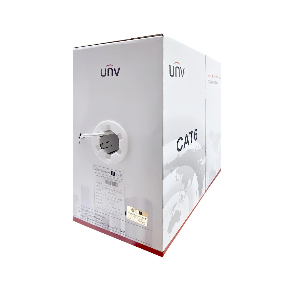 UNV CAB-LC3100A-Black, UTP Cat6 Ethernet Network Cable 1000' Pull Box, 99.99% OFC / 0.5mm / UL Certificate