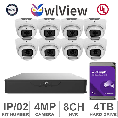 UNV KIT-IP/02 (8 IP Cameras 4MP + 1-WD/4-TB + 1-NVR/8-CH)