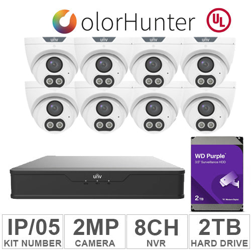 UNV KIT-IP/05 (8 IP Cameras 2MP + 1-WD/2-TB + 1-NVR/8-CH)