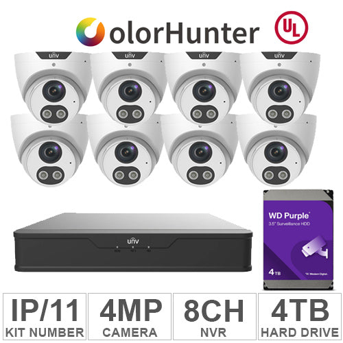 UNV KIT-IP/11 (8 Cameras IP 4MP + 1-WD/4-TB + 1-NVR/8-CH)