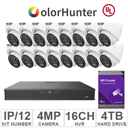 UNV KIT-IP/12 (16 IP Cameras 4MP + 1-WD/4-TB + 1-NVR/16-CH)