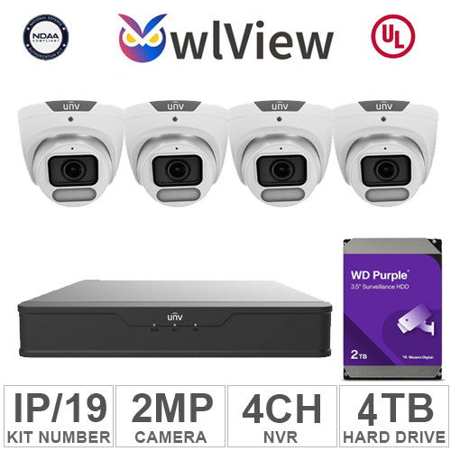 UNV KIT-IP/19 (4 Cameras IP 2MP + 1WD/4TB + 1-NVR/4CH)