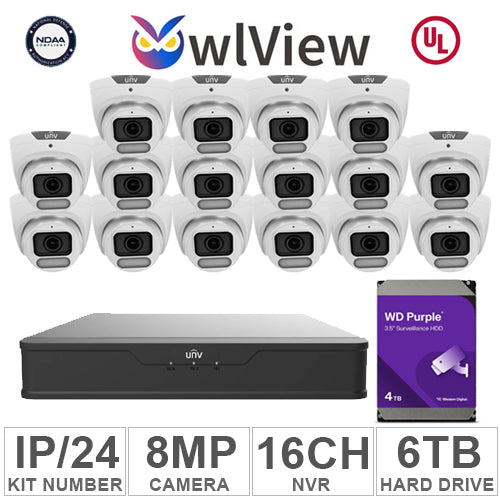 UNV KIT-IP/24 (16 IP Cameras 8MP + 1 WD/6TB + 1 NVR/16CH)