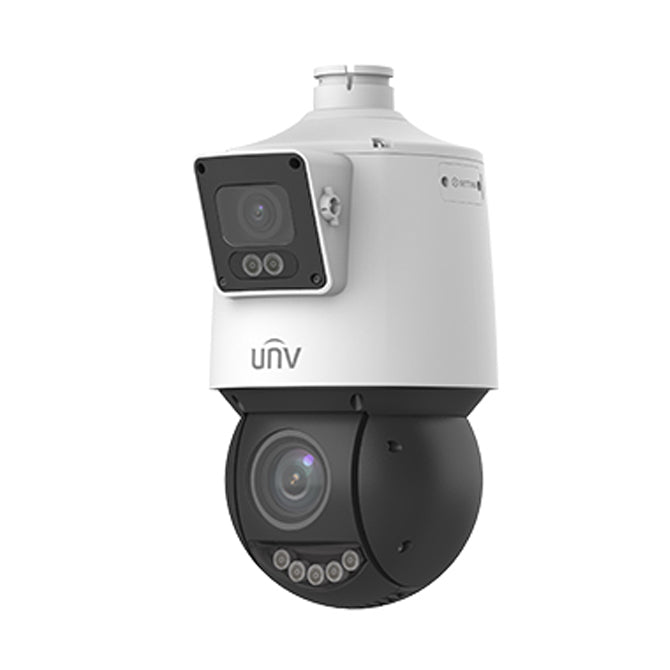 UNV IPC94144SFW-X25-F40C, (4MP) PTZ, IPC 4mm and 4.8-120MM Dual Lens 25X Zoom, LightHunter, Microphone & Speaker, WDR, UL Listed, NDAA Compliant